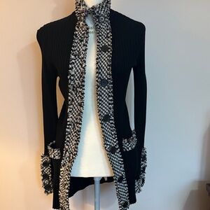 Belldini Black and White Textured Cardigan